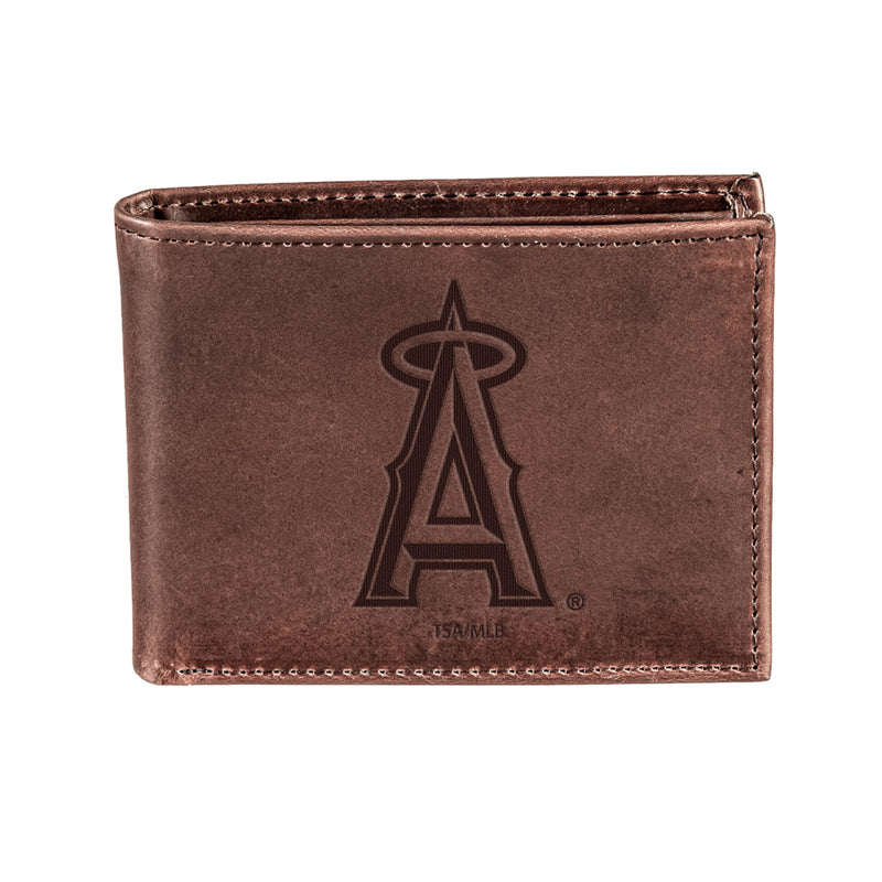 Los Angeles Angels Bi-Fold Wallet Brown 100% Genuine Leather