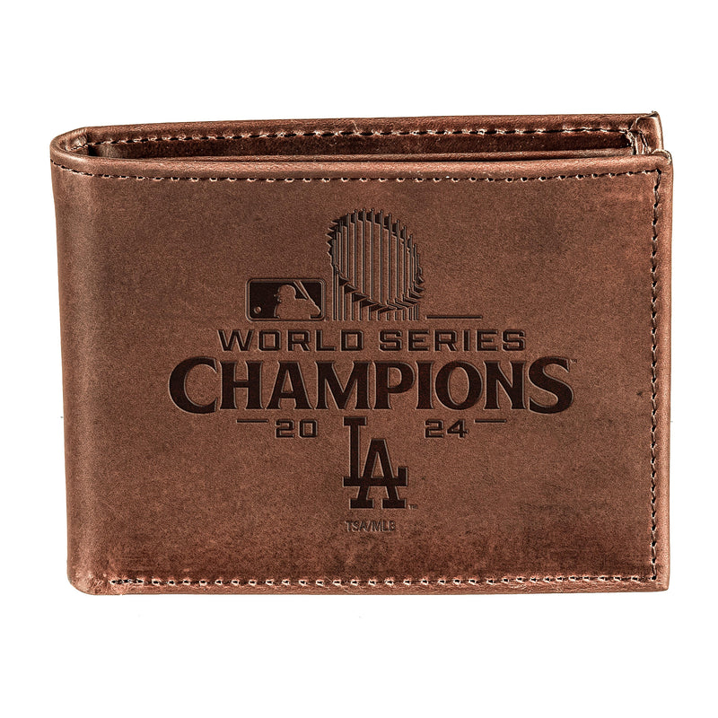 Los Angeles Dodgers Bi-Fold Wallet, Brown, World Series Champions 2024