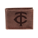 Minnesota Twins Bi-Fold Wallet Brown 100% Genuine Leather