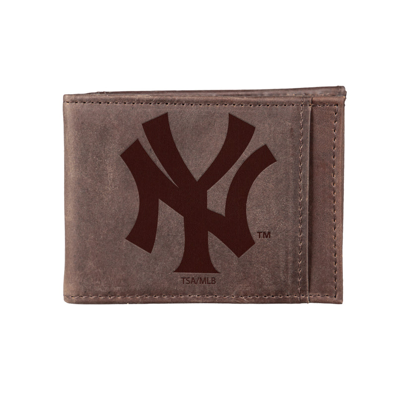 New York Yankees Front Pocket Wallet w/ RFID Blocking Brown