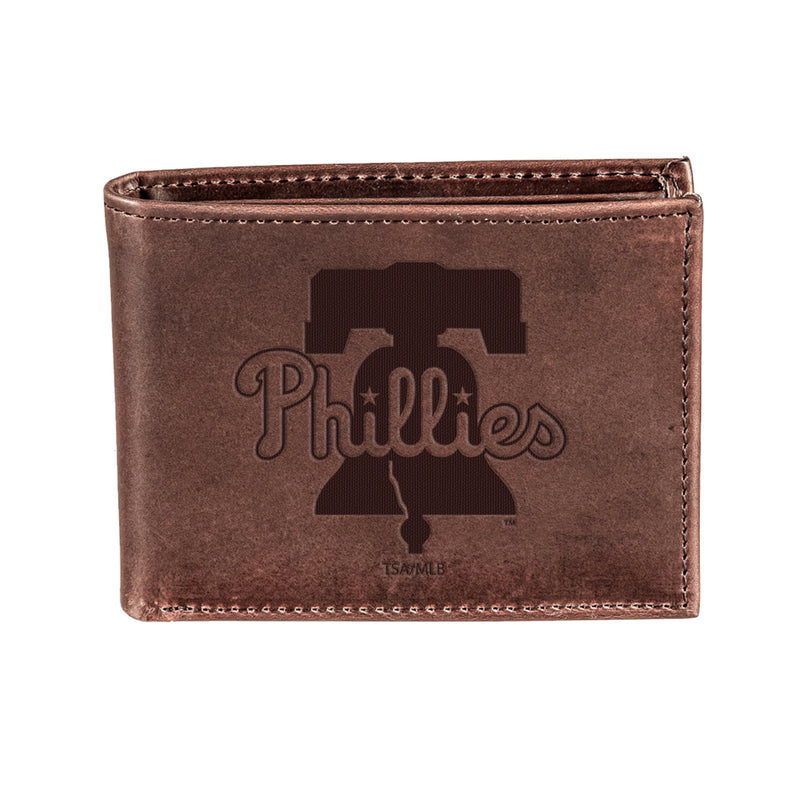 Philadelphia Phillies Bi-Fold Wallet Brown 100% Genuine Leather