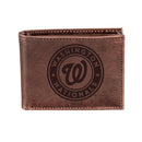 Washington Nationals Bi-Fold Wallet Brown 100% Genuine Leather