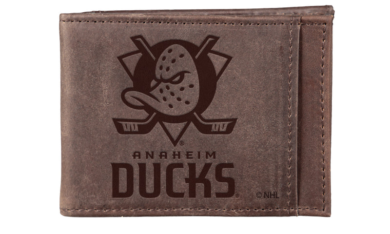 Front Pocket Wallet w/ RFID Blocking, Anaheim Ducks, Brown