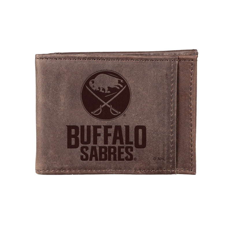 Front Pocket Wallet w/ RFID Blocking, Buffalo Sabres, Brown