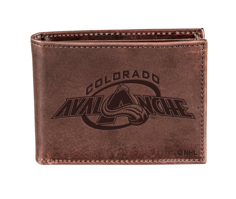 Colorado Avalanche, Bi-Fold Wallet, Brown, CH, 100% Genuine Leather