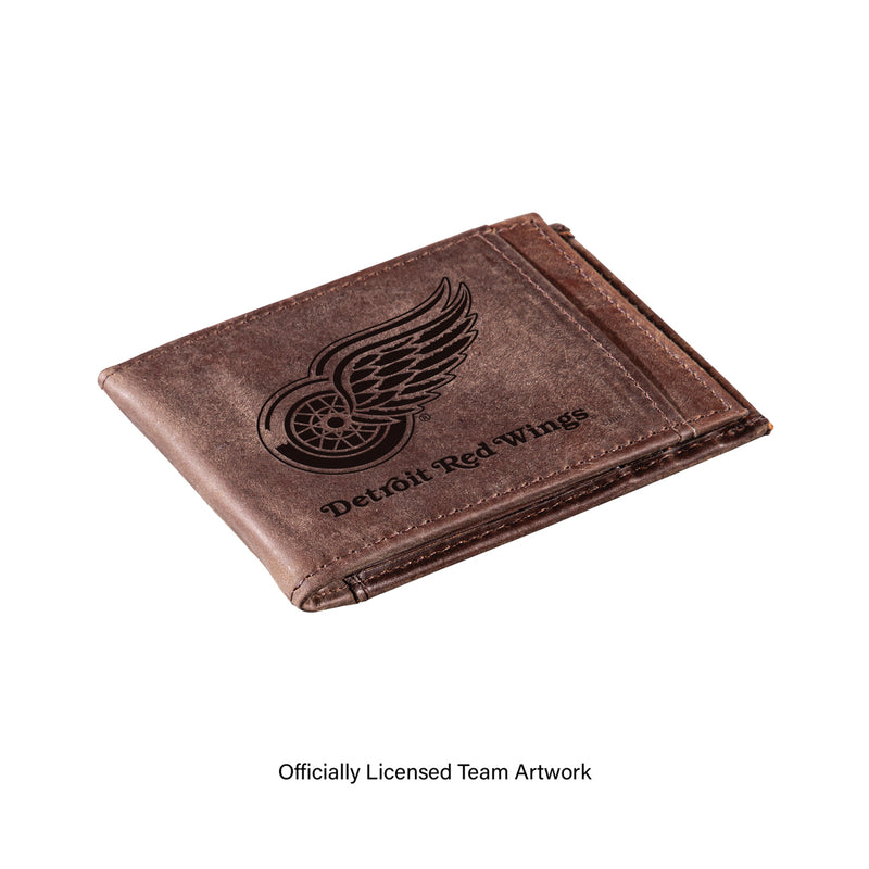 Front Pocket Wallet w/ RFID Blocking, Detroit Red Wings, Brown