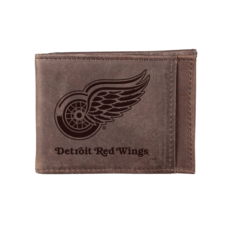 Front Pocket Wallet w/ RFID Blocking, Detroit Red Wings, Brown