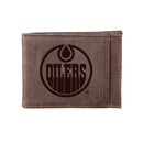 Front Pocket Wallet w/ RFID Blocking, Edmonton Oilers, Brown