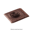 Front Pocket Wallet w/ RFID Blocking, Edmonton Oilers, Brown