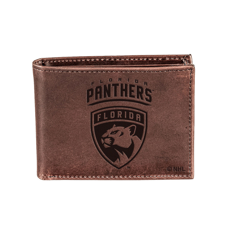 Florida Panthers, Bi-Fold Wallet, Brown, CH, 100% Genuine Leather