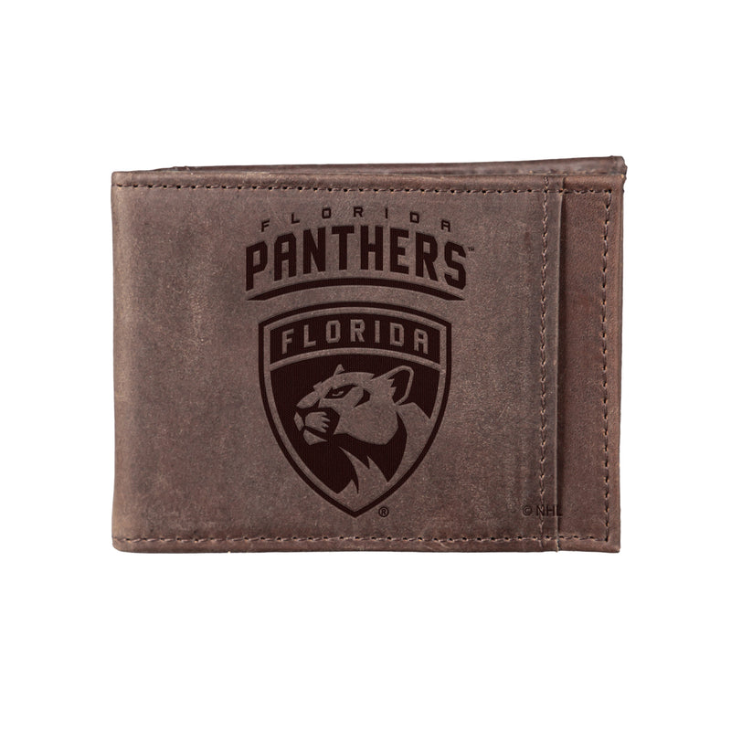 Front Pocket Wallet w/ RFID Blocking, Florida Panthers, Brown