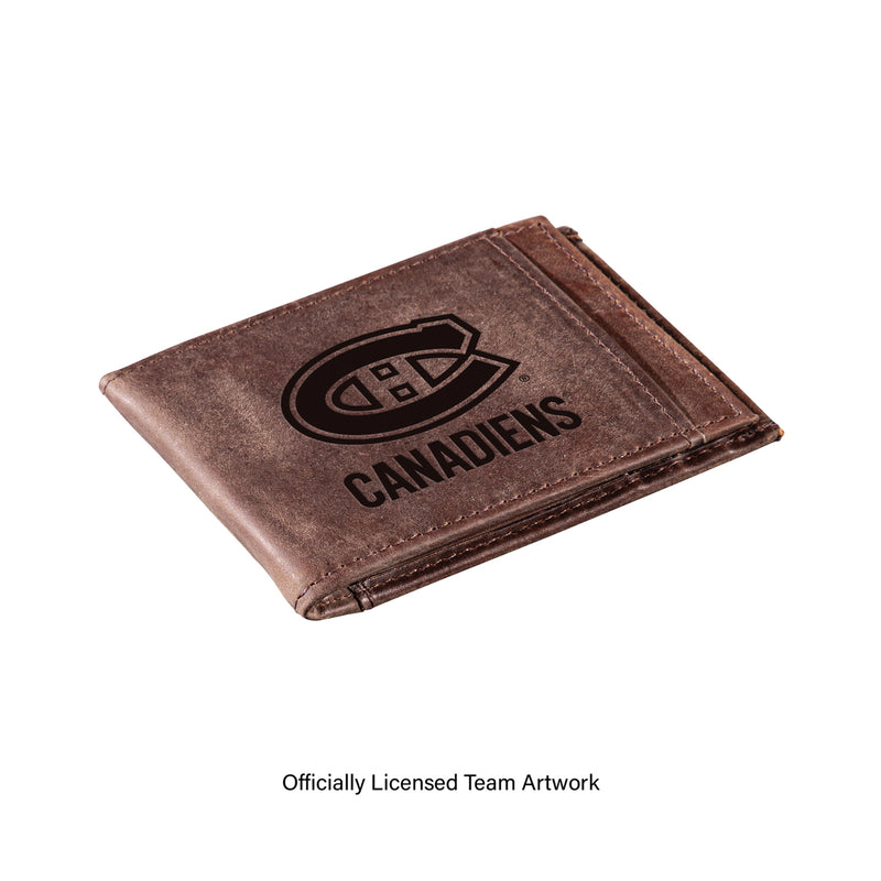 Front Pocket Wallet w/ RFID Blocking, Montreal Canadiens, Brown