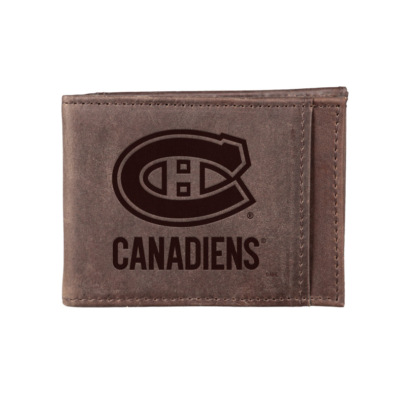 Front Pocket Wallet w/ RFID Blocking, Montreal Canadiens, Brown