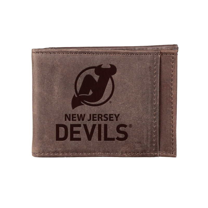 Front Pocket Wallet w/ RFID Blocking, New Jersey Devils, Brown