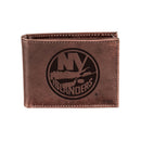 New York Islanders, Bi-Fold Wallet, Brown, CH, 100% Genuine Leather