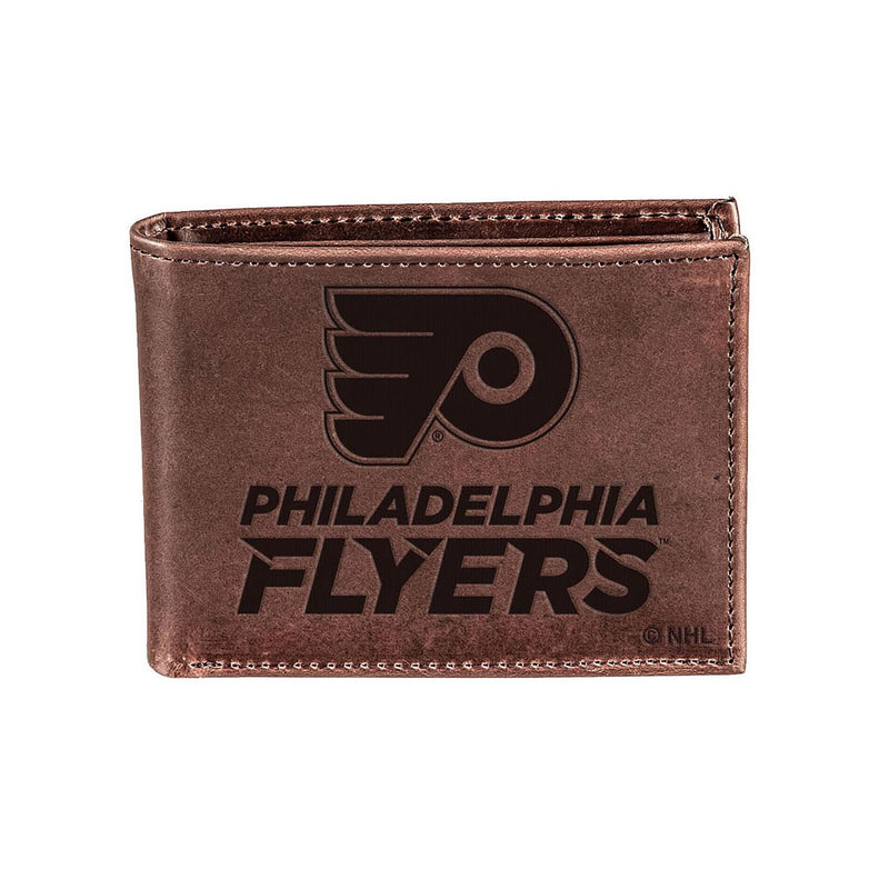 Philadelphia Flyers, Bi-Fold Wallet, Brown, CH, 100% Genuine Leather