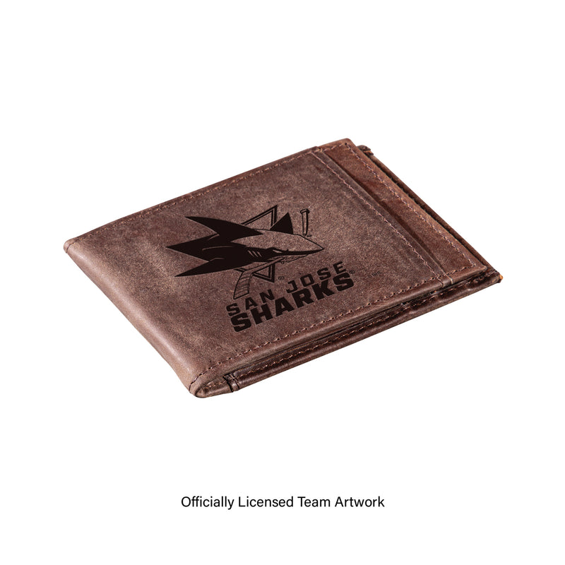 Front Pocket Wallet w/ RFID Blocking, San Jose Sharks, Brown