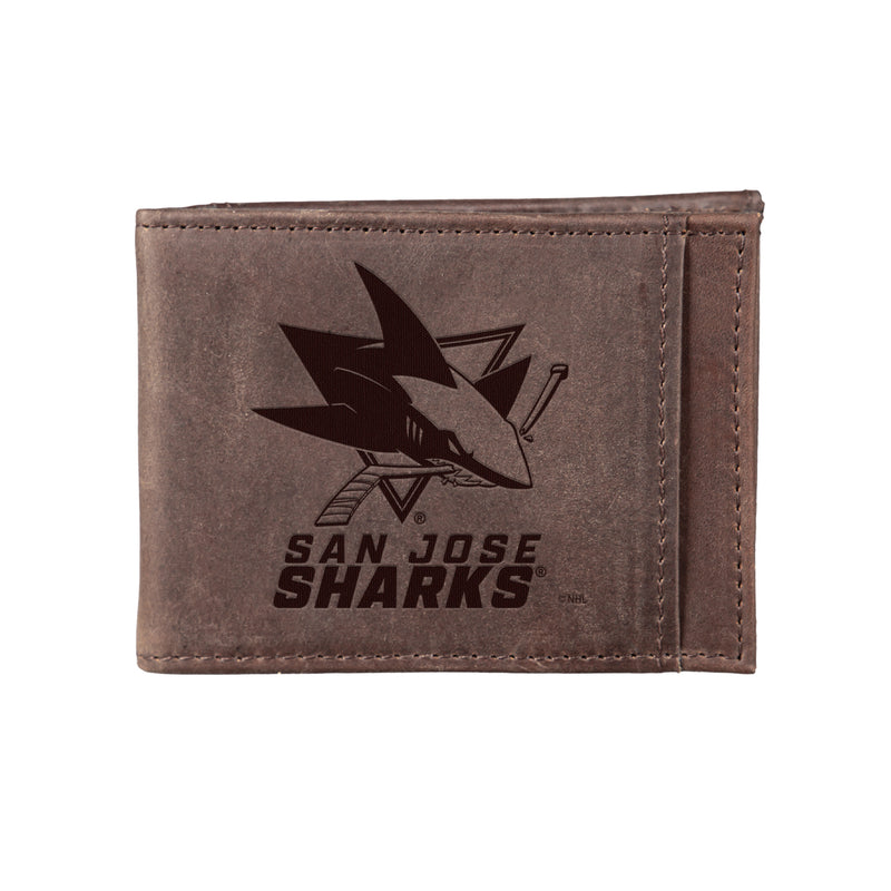 Front Pocket Wallet w/ RFID Blocking, San Jose Sharks, Brown