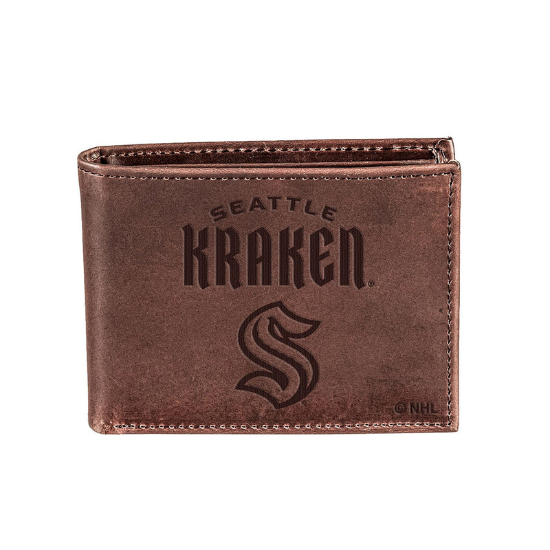 Seattle Kraken, Bi-Fold Wallet, Brown, CH, 100% Genuine Leather