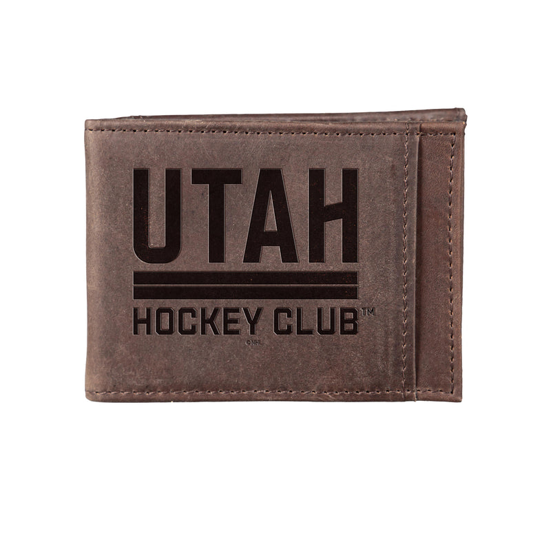 Front Pocket Wallet with RFID Blocking, Utah Hockey Club, Brown