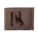 Slim Card Holder with RFID Blocking, University of Wyoming, Brown