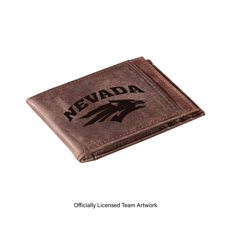 Front Pocket Wallet w/ RFID Blocking, University of Nevada, Reno, Brown