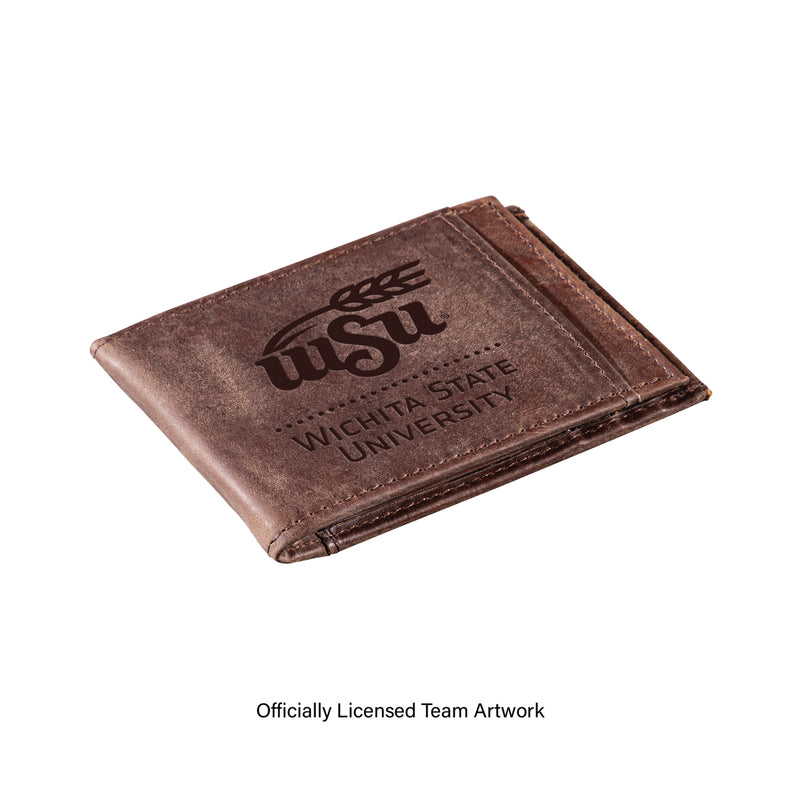 Front Pocket Wallet w/ RFID Blocking, Wichita State, Brown
