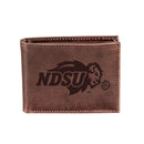 North Dakota State University, Bi-Fold Wallet, Brown, CH, 100% Genuine Leather