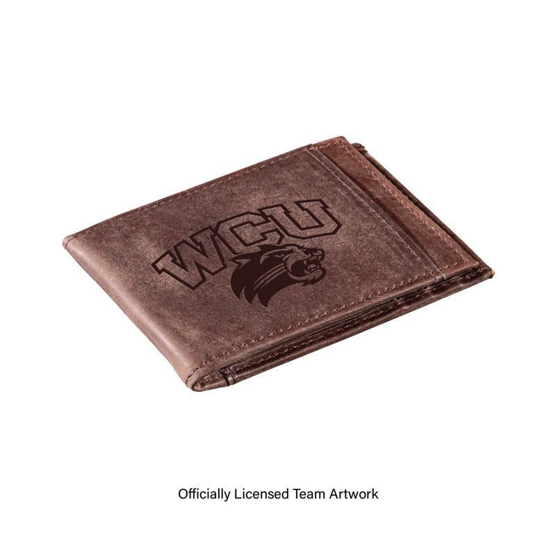 Front Pocket Wallet w/ RFID Blocking, Western Carolina University, Brown