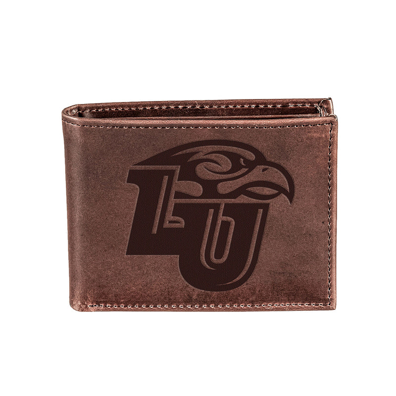 Liberty University, Bi-Fold Wallet, Brown, CH, 100% Genuine Leather