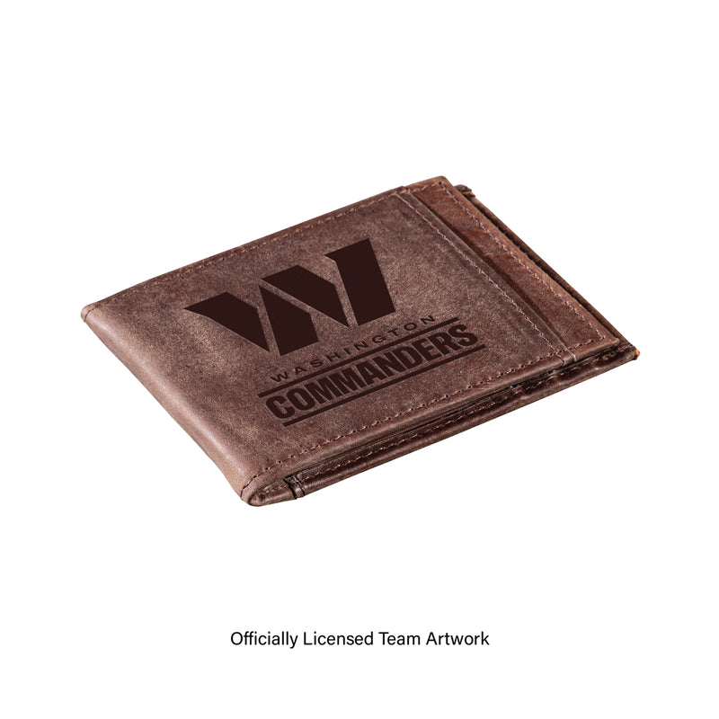 Front Pocket Wallet w/ RFID Blocking, Washington Commanders, Brown