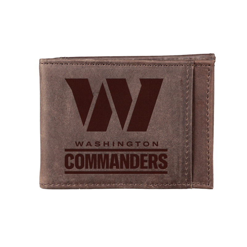 Front Pocket Wallet w/ RFID Blocking, Washington Commanders, Brown