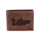 South Florida University , Bi-Fold Wallet, Brown, CH, 100% Genuine Leather
