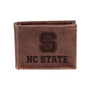North Carolina State University, Bi-Fold Wallet, Brown, CH, 100% Genuine Leather
