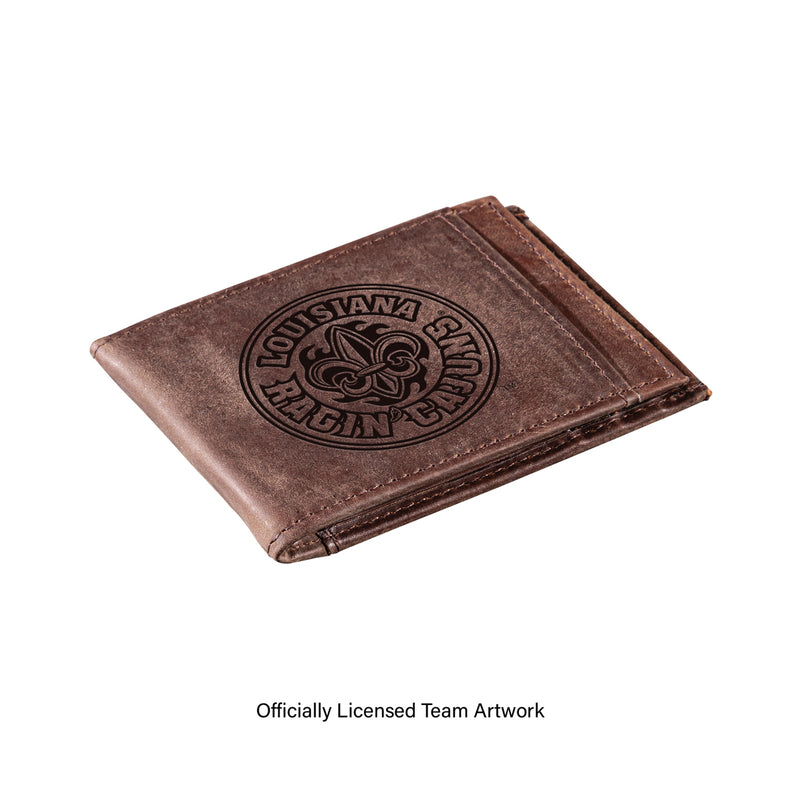 Front Pocket Wallet w/ RFID Blocking, University of Louisana at Lafayette, Brown