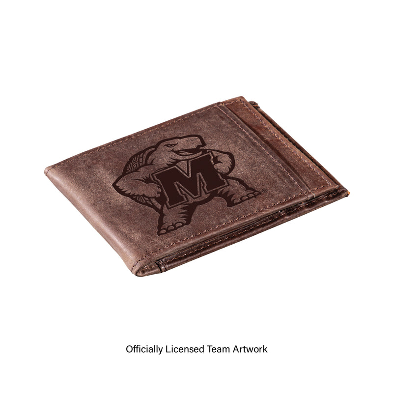 Front Pocket Wallet w/ RFID Blocking, University of Maryland, Brown