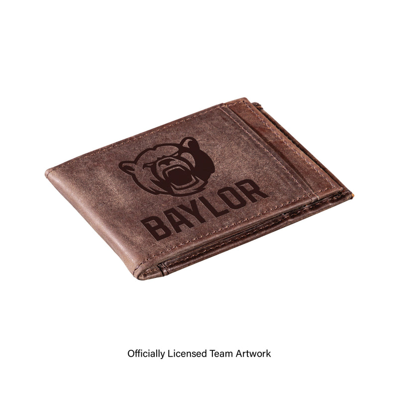 Front Pocket Wallet w/ RFID Blocking, Baylor University, Brown