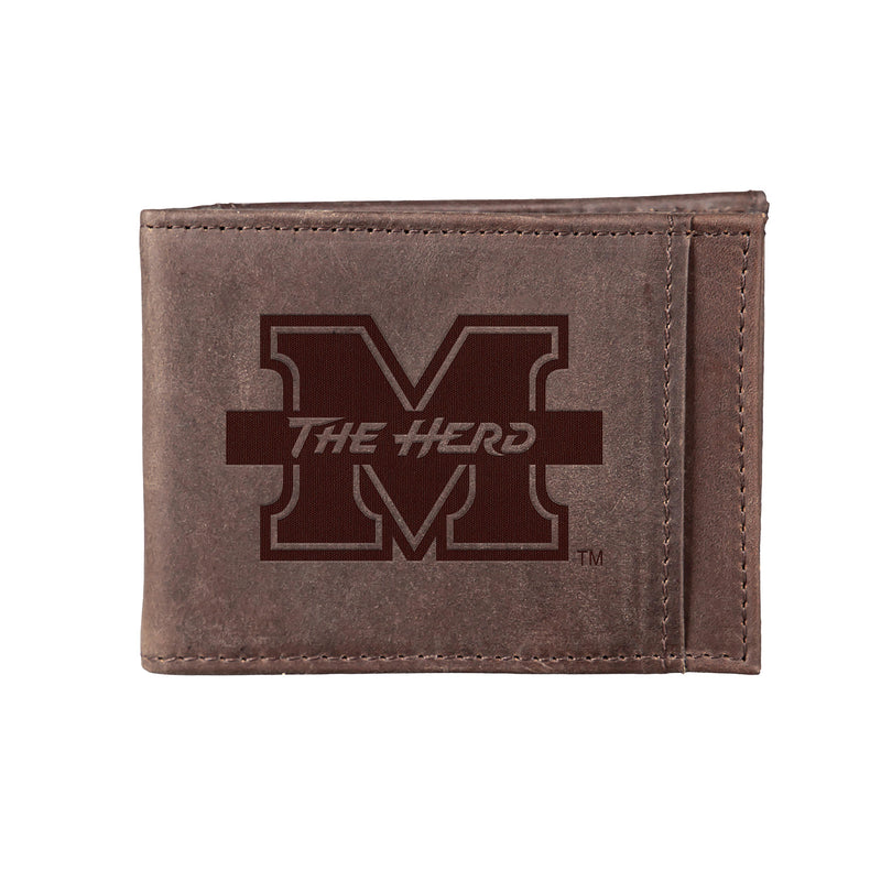 Front Pocket Wallet with RFID Blocking, Marshall University, Brown
