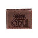 Old Dominion University, Bi-Fold Wallet, Brown, CH, 100% Genuine Leather