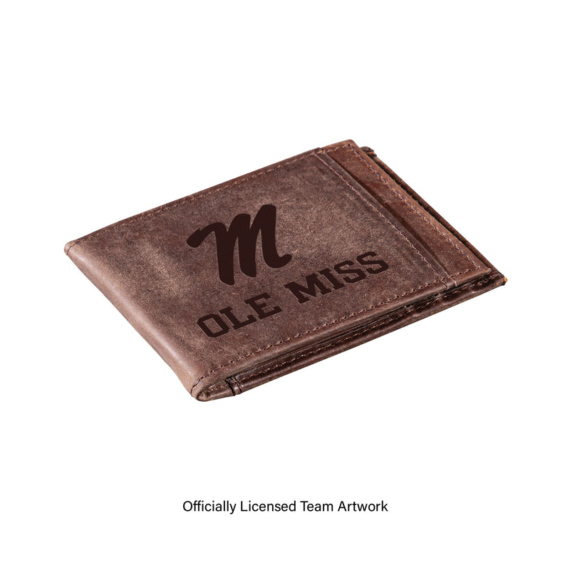 Front Pocket Wallet w/ RFID Blocking, University of Mississippi, Brown