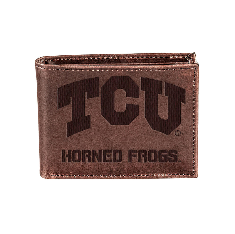 TCU, Bi-Fold Wallet, Brown, CH, 100% Genuine Leather