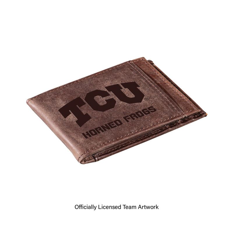 Front Pocket Wallet w/ RFID Blocking, Texas Christian University, Brown