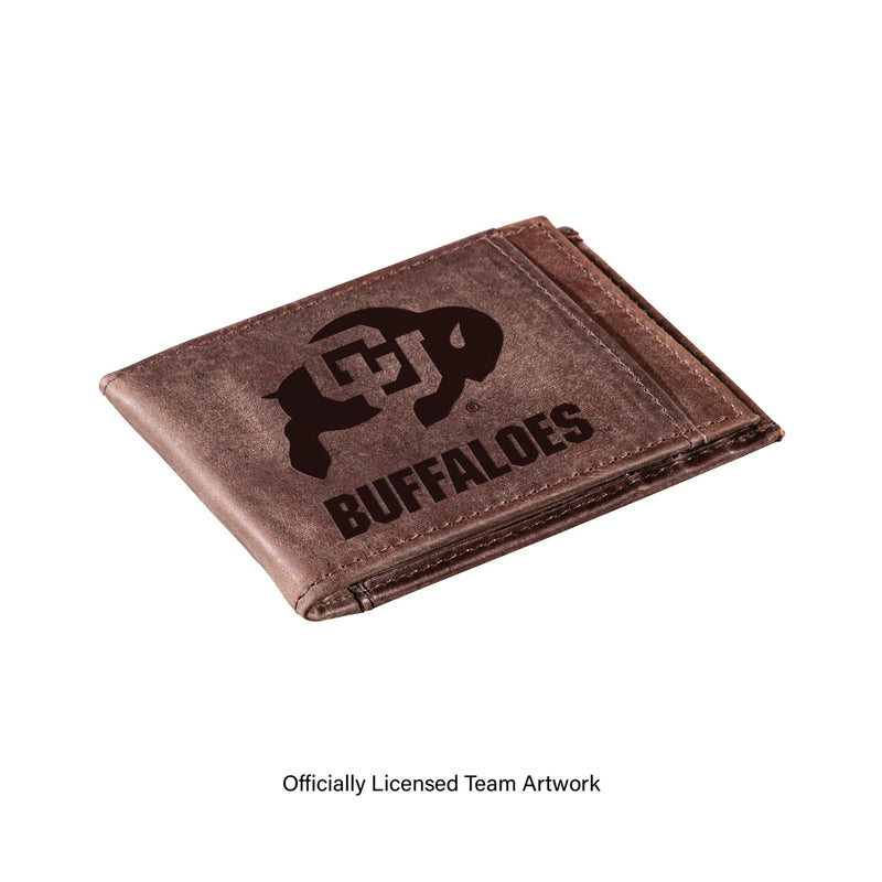 Slim Card Holder with RFID Blocking, University of Colorado, Brown