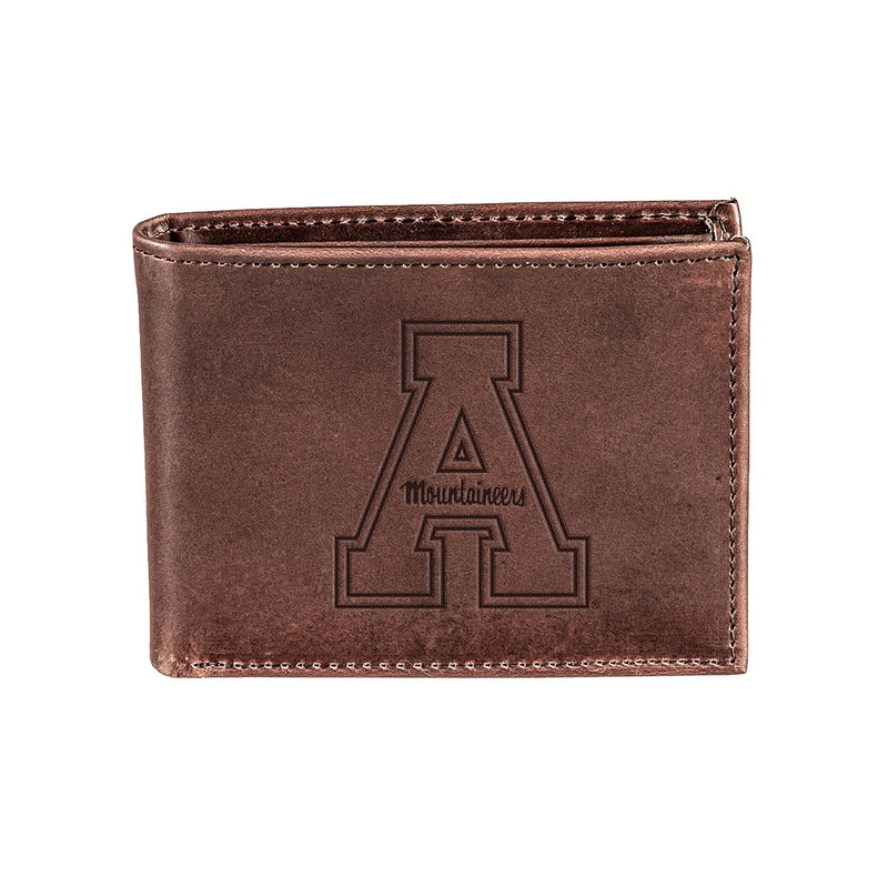 Appalachian State University, Bi-Fold Wallet, Brown, CH, 100% Genuine Leather