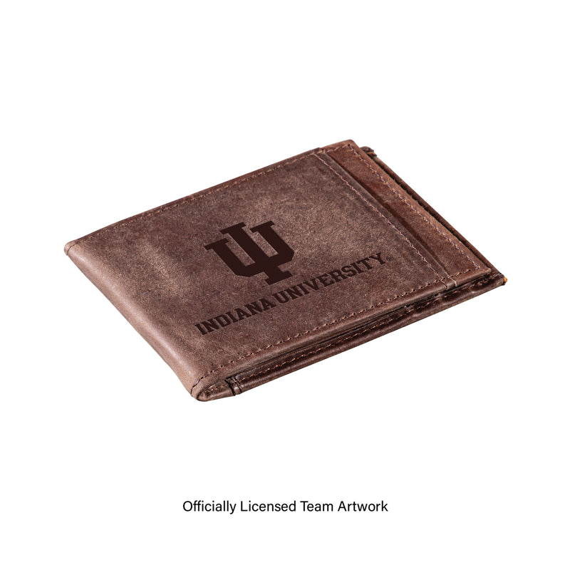 Front Pocket Wallet w/ RFID Blocking, Indiana Unviersity, Brown