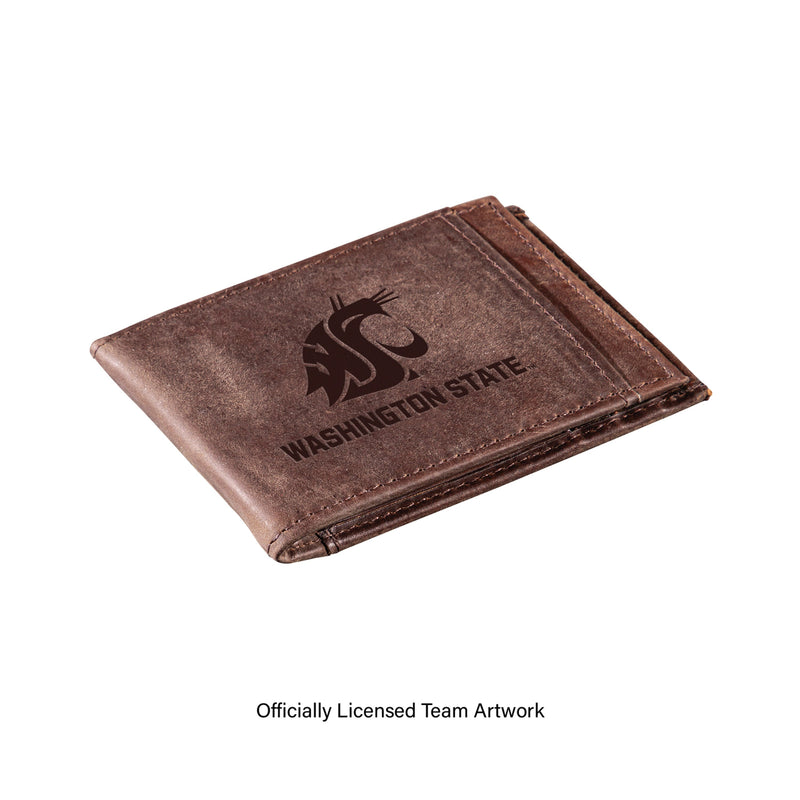 Front Pocket Wallet w/ RFID Blocking, Washington State University, Brown