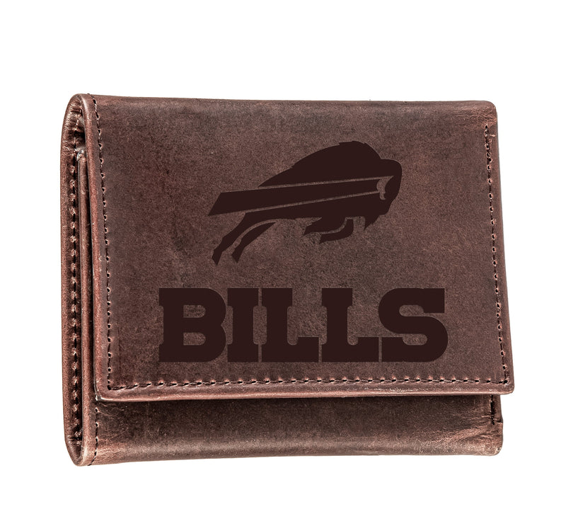 Buffalo Bills, Tri-Fold Wallet, Brown, CH, 100% Genuine Leather