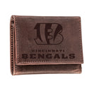 Cincinnati Bengals, Tri-Fold Wallet, Brown, CH, 100% Genuine Leather