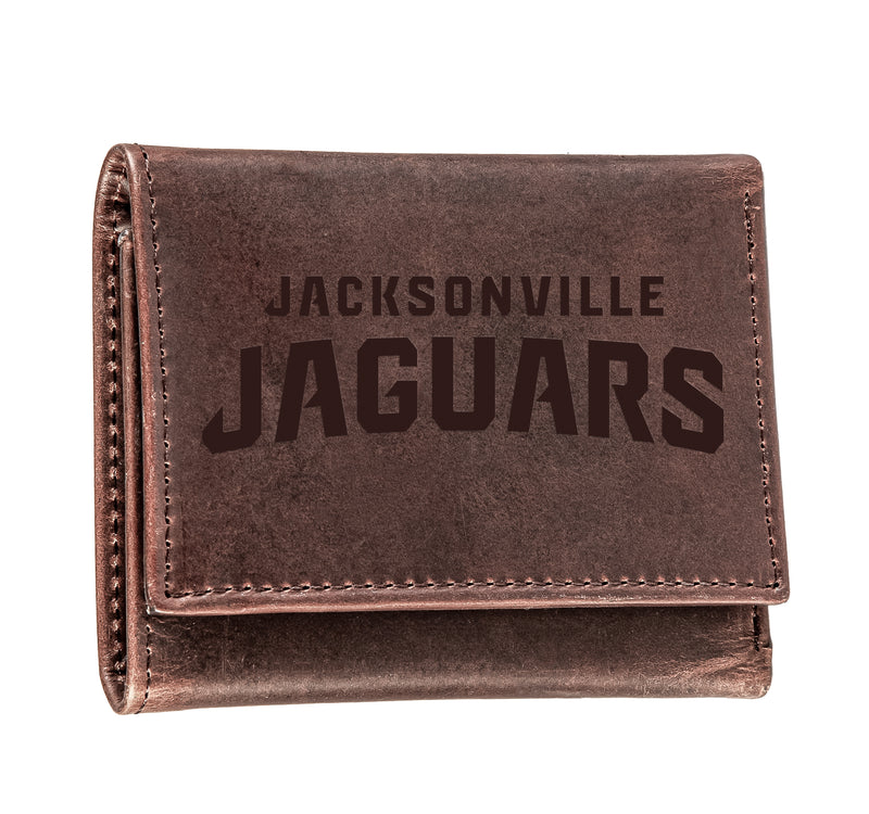 Jacksonville Jaguars, Tri-Fold Wallet, Brown, CH, 100% Genuine Leather