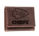Kansas City Chiefs, Tri-Fold Wallet, Brown, CH, 100% Genuine Leather